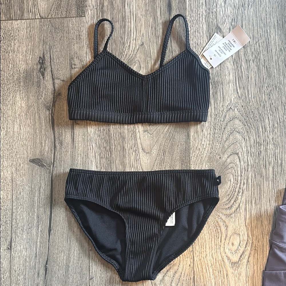 Abercrombie Kids Black Ribbed Bikini Set size 7/8 NWT